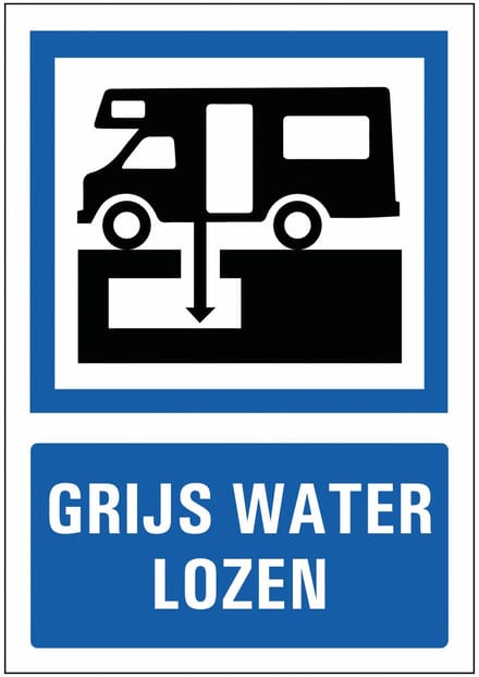 Grijs water lozen bord, kunststof 148 x 210 mm