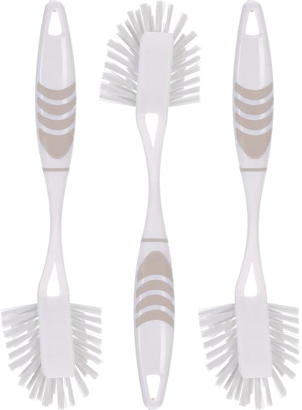 Afwasborstel met ophang lus - 3x stuks - grijs - 29 cm