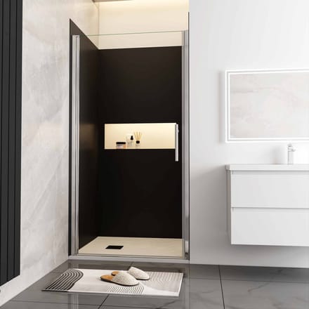 Douchewand-Inloopdouche draaibaar 76x185cm 5mm NANO veiligheidsglas Easyclean mat wit profiel