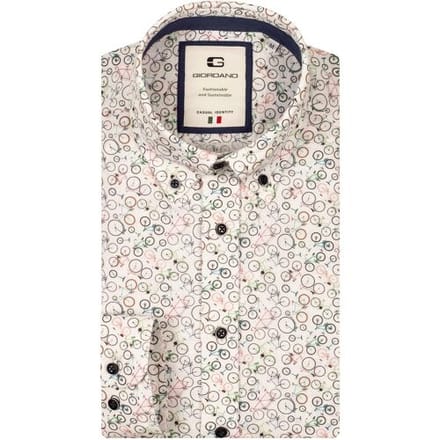 Giordano Overhemd Loretto Button Down Bike Pattern Rood-Multi / male