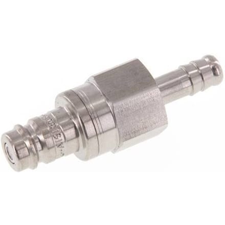 RVS DN 10 Luchtkoppeling Insteeknippel 9 mm Slangpilaar Double Shut-Off