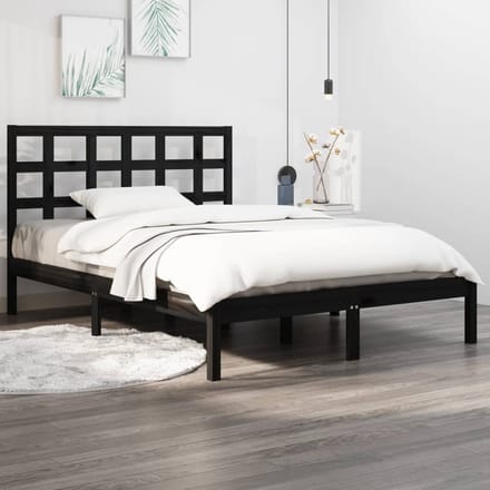 vidaXL - Bedframe - massief - hout - zwart - 140x190 - cm