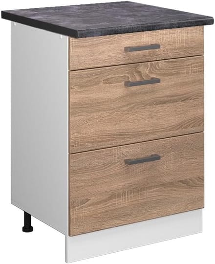 Keukenkast met Lades en Werkblad Sonoma Wit Grijs 60 cm