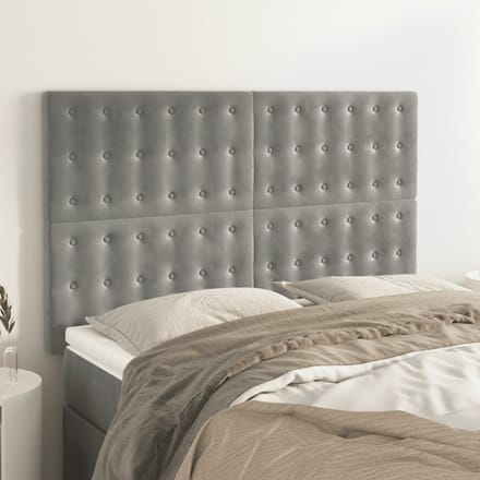 vidaXL - Hoofdbord - lichtgrijs - 144x5x118/128 - cm - fluweel