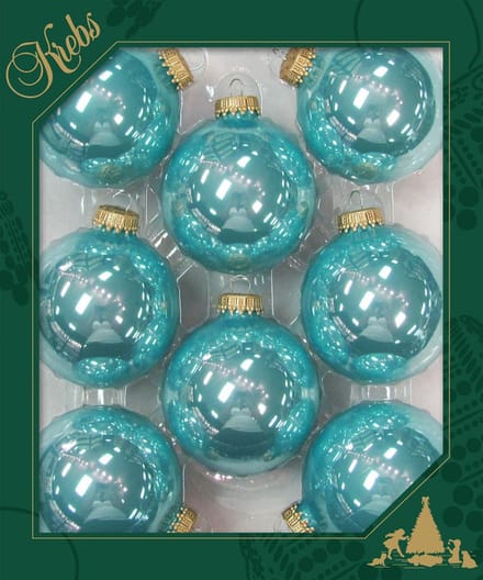Krebs Kerstballen - 8x stuks - glas - blauw - 7 cm - Kerstversiering/kerstdecoratie
