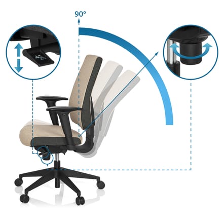 hjh office Pro-Tec 500 - Bureaustoel - Stof - Beige / grijs