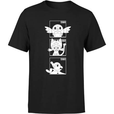 Pokemon Generation 7 Monochrome Starters Men's T-Shirt - Black - S