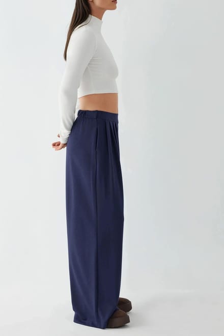 Zachte Aanraak Geplooide Wijde Pantalon