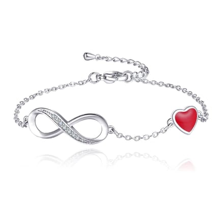 Zilverkleurige Armband Verstelbaar met Infinity en Hart