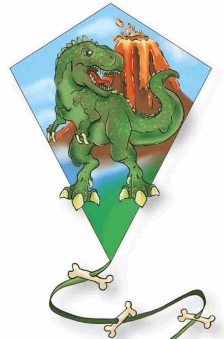 Vlieger Diamant T-Rex 1 Lijns afm. 65x55 cm - Knoop Kites