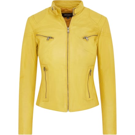 Dames geel slim-fit leren bikerjack - Maldon