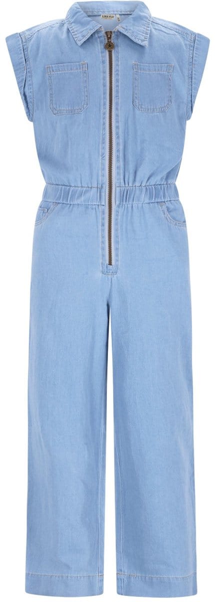 Like Flo - Bodi Flo girls chambrey jumpsuit - lt denim - Maat 104