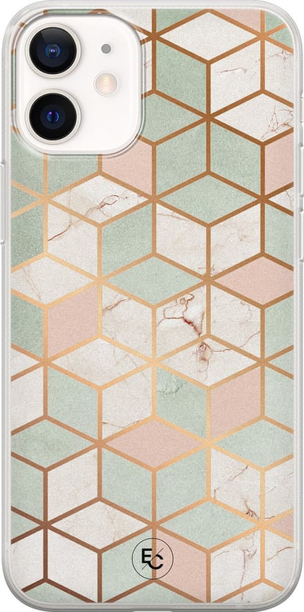Hoesje geschikt voor iPhone 12 Mini - Pastel Kubus - Soft Case - TPU - Print - Multi - ELLECHIQ