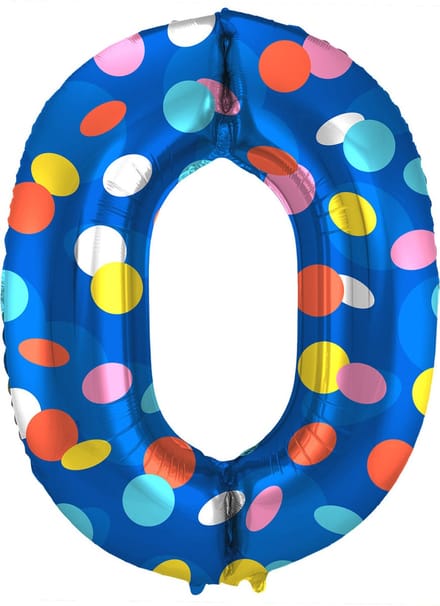 Folieballon Cijfer 0 Colorful Dots - 86 cm