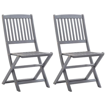 vidaXL - Set - van - 2 - klapstoelen - met - kussens, - gemaakt - van - massief - acaciahout.