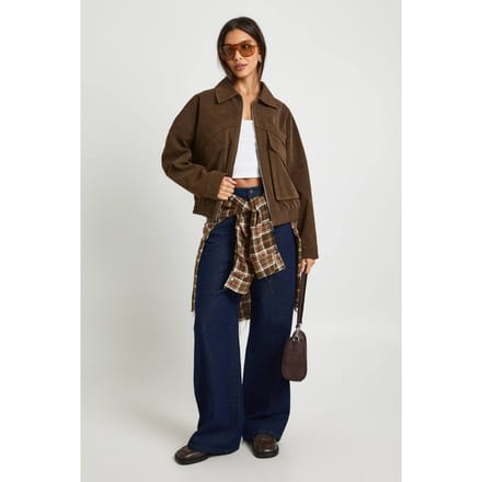 boohoo Dames Oversized Nep Suede Jas | Chocoladebruin | Maat: 36