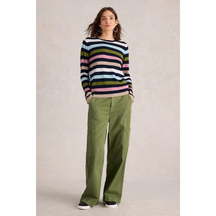 White Stuff Multi Stripe Crew Merino Navy Multi Taglia: 22 | Maglioni a maglia Outlet | Donna | Blu