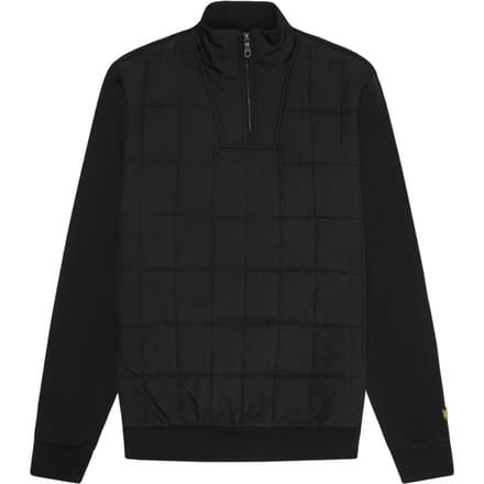 Lyle & Scott hybride gewatteerd zwart sweatshirt met halve rits