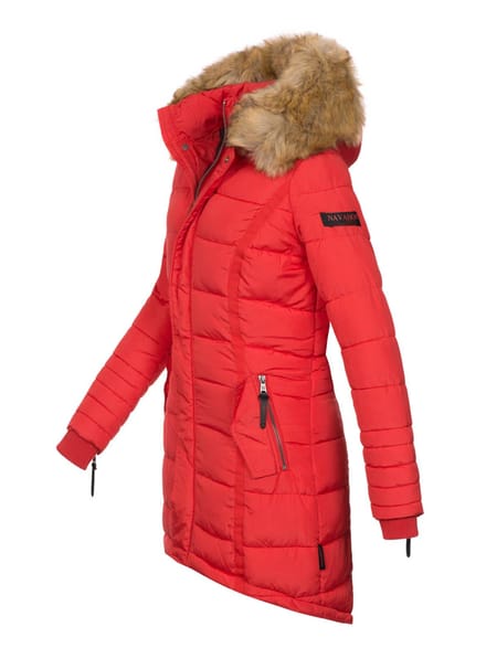 Warm & Comfortabel Navahoo Papaya - Winterjas Dames - Volwassen - Capuchon - Rood - S