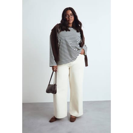 boohoo Dames Plus Ecru rechte pijp jeans | Maat: 28