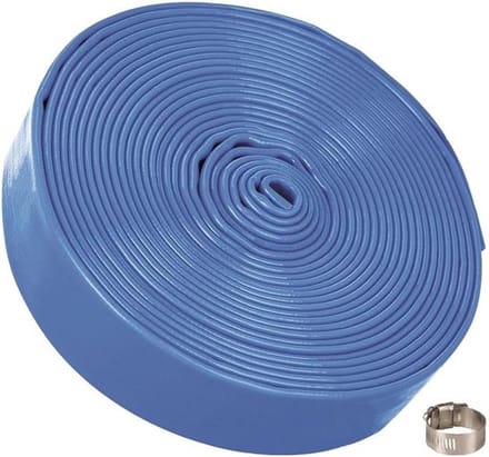 Afvoerslang blauw platte slang 10 meter - 1.25 inch incl. klemmen