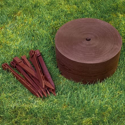 Gazonrand Kunststof - Tuinrand Perkrand - Tuin Vormgeven - Flexibel Houtdecor - 10 Meter - Bruin