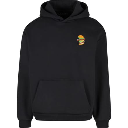 Mister Tee - Burger EMB Fluffy Hoodie/trui - S - Zwart
