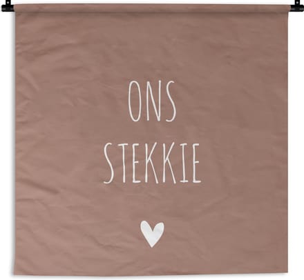 Wandkleed - Quote - Thuis - Hart - 120x120 cm - Wandtapijt