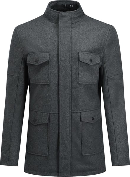 ALLTHEMEN Heren Regular Fit Jas met Opstaande Kraag - Halflang met Ritssluiting - M