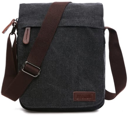 Sportieve crossbodytas van canvas en leer