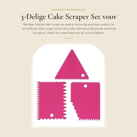 Dailygoods- Taartschaaf Set 3 Stuks - Stripes Edge Scraper - Cake Smoother - Plastic Gereedschap - Voor Het Decoreren Van Taarten - Professionele Afwerking