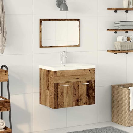vidaXL - Badkamermeubel - Set - 3 - st - Bruin - Bewerkt - hout