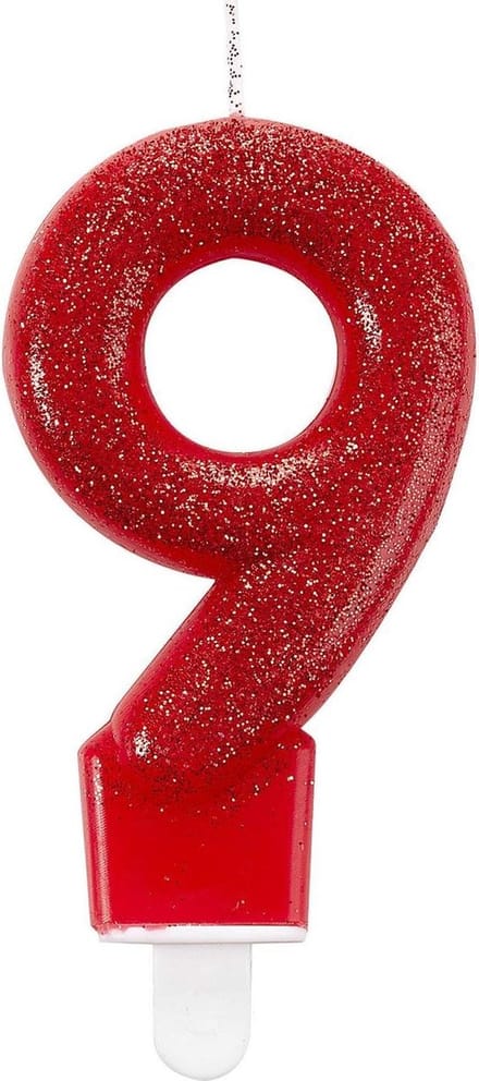 Amscan Kaars '9' Rood 7 Cm