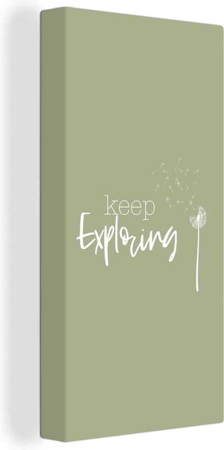 Canvas Schilderij Spreuken - Quotes - Keep exploring - Bloemen - 40x80 cm - Wanddecoratie