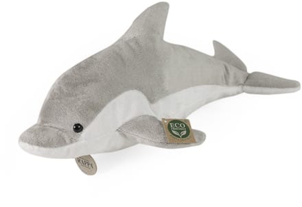 Rappa ECO knuffel dolfijn 38 cm - realistische knuffel van recyclede PET flessen - grijs, wit
