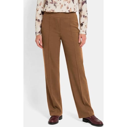 Broek met elastische band en biesjes - cognac - Gr. 21 van Goldner Fashion