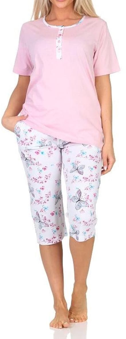 Normann capri damespyjama met korte mouwen en capri pyjamabroek in Floral Allover Print