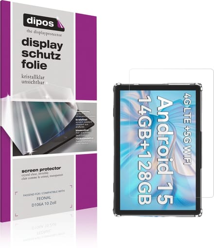 dipos – 2x Beschermfolie geschikt voor FEONAL D106A 10 Zoll | Krasbestendige & heldere Screenprotector Ultra-Thin