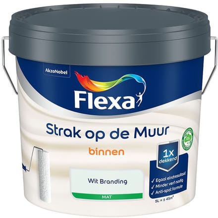 Flexa - Strak Op De Muur Binnen Mat - Wit Branding - Mengverf - 5 L
