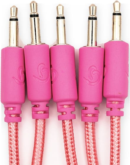Bowl Modular Gevlochten Patchkabels 60 cm – Roze – 5 Stuks – Eurorack / Modular Synthesizer – 3,5 mm Mono Jack