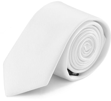 6 cm Stropdas van Wit Zijden Twill