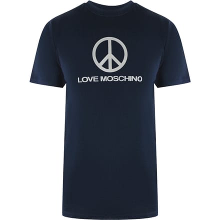 Love Moschino Peace Logo Marineblauw T-shirt