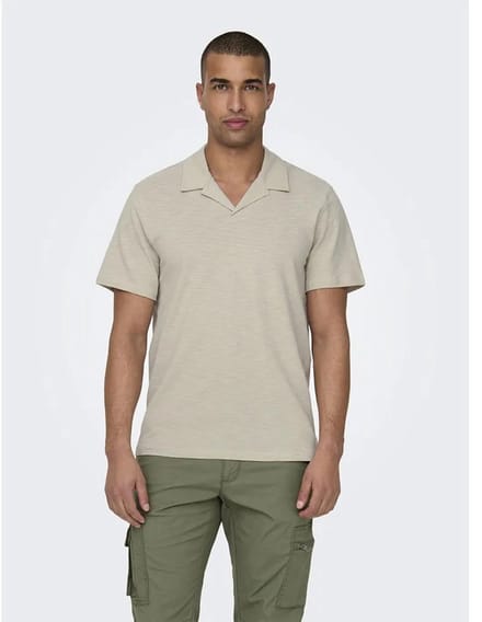Only & Sons Yakob Reg Resort Korte Mouw Poloshirt Grijs 2XL Man