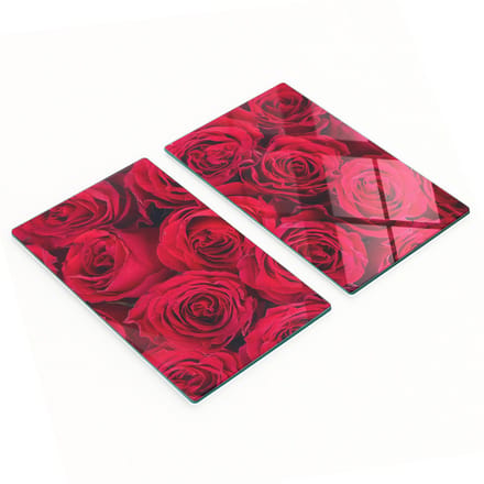 Set van keukenplanken van gehard glas met rozenmotief, 2x30x52 cm