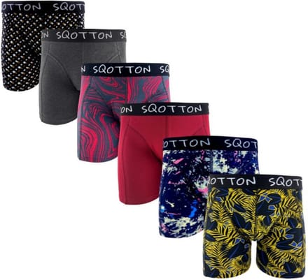 Heren boxershorts - SQOTTON® - 6 stuks - Spetters/Jungle L