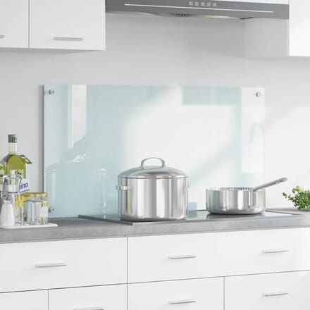 vidaXL - Keuken - Spatscherm - Wit - 100 - x - 50 - cm - gehard - glas