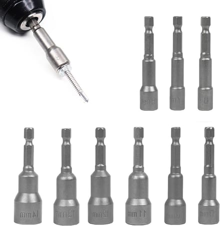 9-delige Magnetische Doppenset Zeshoek Bits Adapter Metrisch 6-14mm voor Schroevendraaier