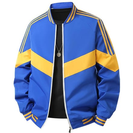 Heren Herfst en Winter Color-blocking Kleurrijke Webbing Casual Jas Dunne Baseball Uniform M yellow