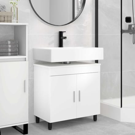 vidaXL - Badkamer - vaniteitsunit - Wit - 60 - x - 35 - x - 60 - cm - Bewerkt - hout