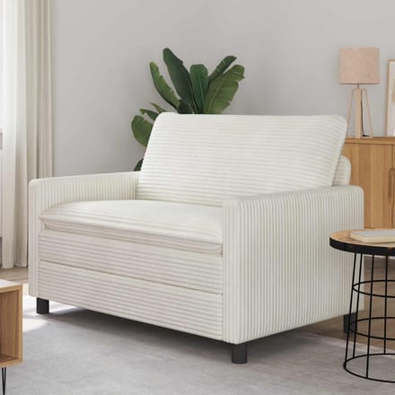 vidaXL - Bank - Crèmekleurig - 126 - x - 81 - x - 87,5 - cm - Polyester